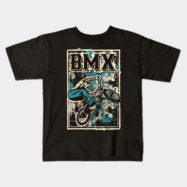 Retro Bmx Apparel - Grunge Bmx Bike - Bmx Freestyle Kids T-Shirt by BabyYodaSticker